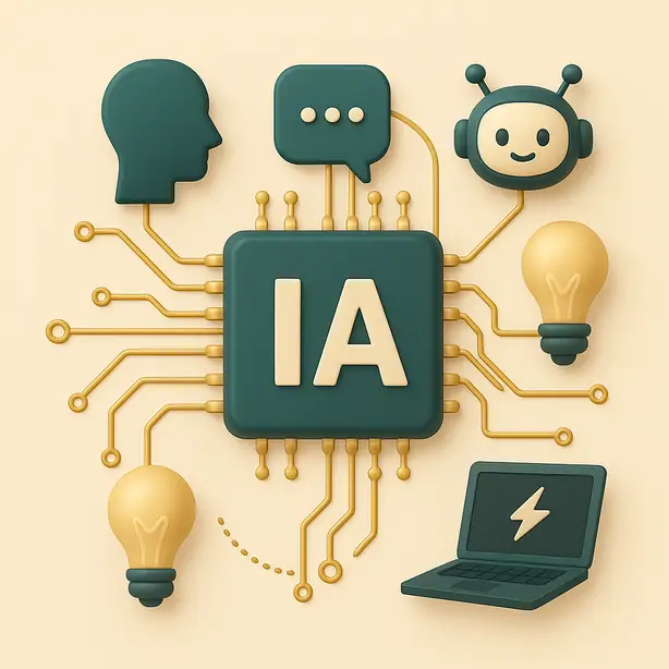 Chip 3D que representa un agente de inteligencia artificial para automatizar tareas y conectar herramientas de negocio.